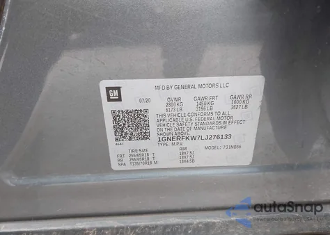 2020 Chevrolet Traverse Fwd Ls z USA, uszkodzony, nr VIN 1GNERFKW7LJ276133